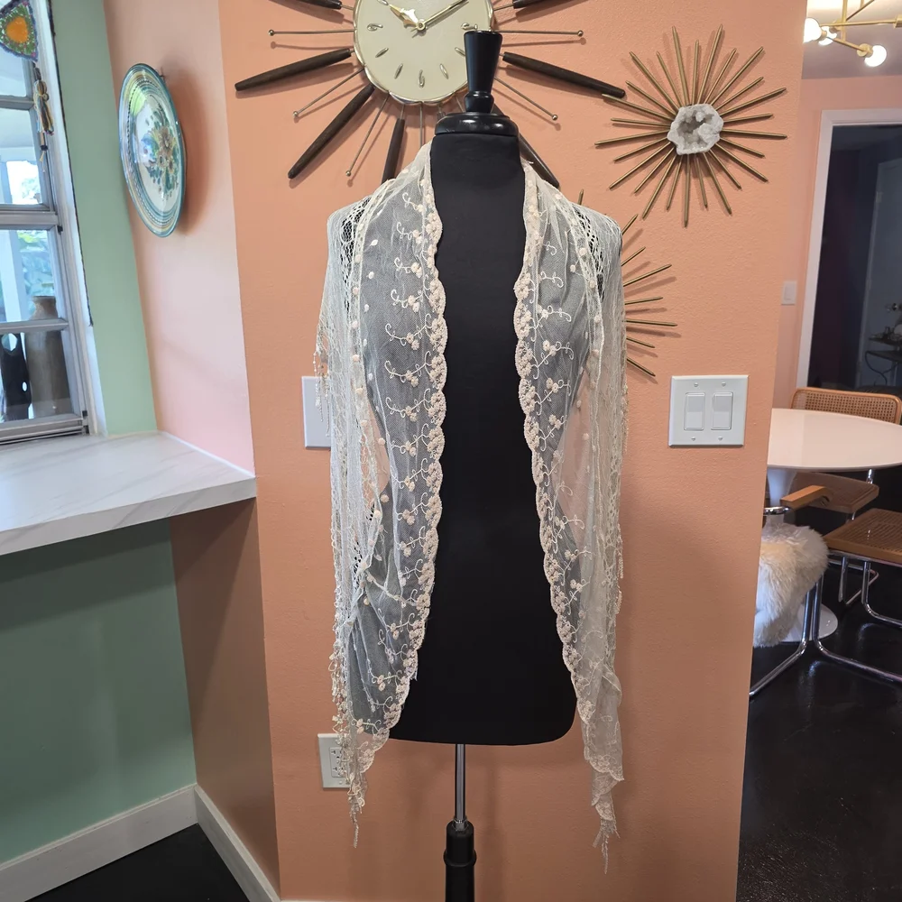 Boho Chic Scarf Festival Fringe Wrap Pier 1 Cream Bohemian Hippie Vacation